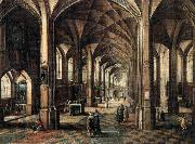 Interior of a Church with a Family in the Foreground MINDERHOUT, Hendrik van